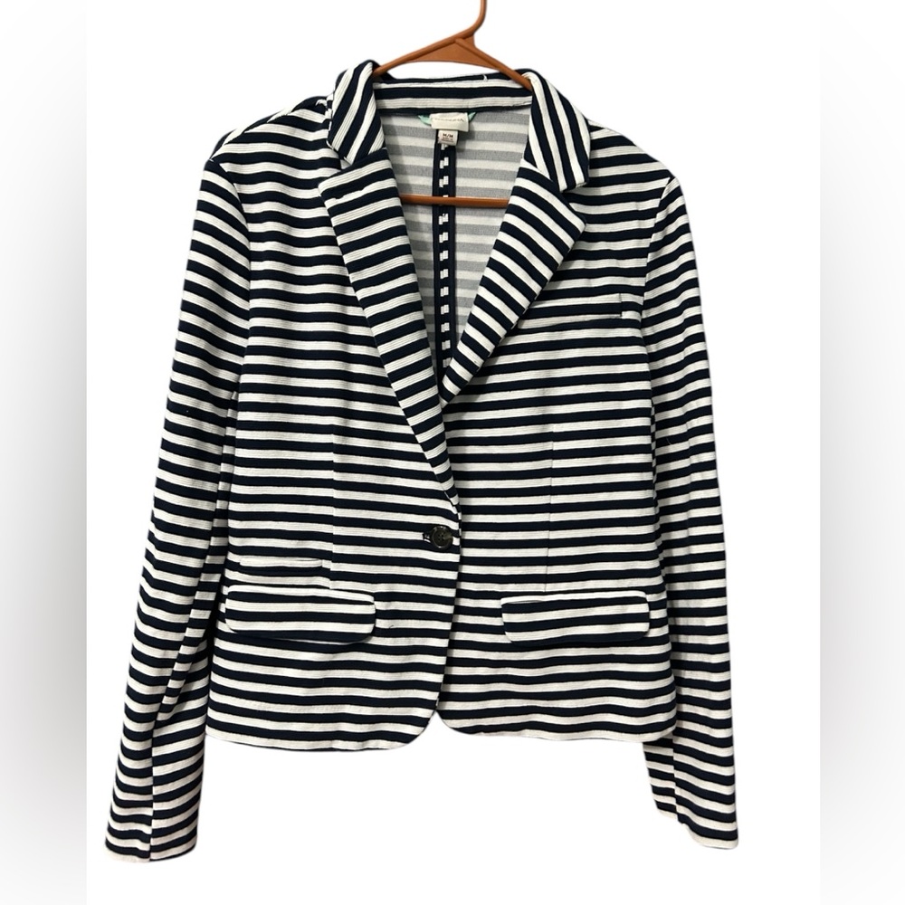 Women's Striped Navy Blue and White Blazer